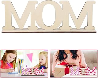 Sophena Wooden MOM Letters Ornaments to Paint, Mother's Day Gift Decoration DIY Blank Unfinished Table Sign, Picture Frame for Home Crafts, Birthday, Christmas, Thanksgiving Decoration 9.8x3.3 Inch