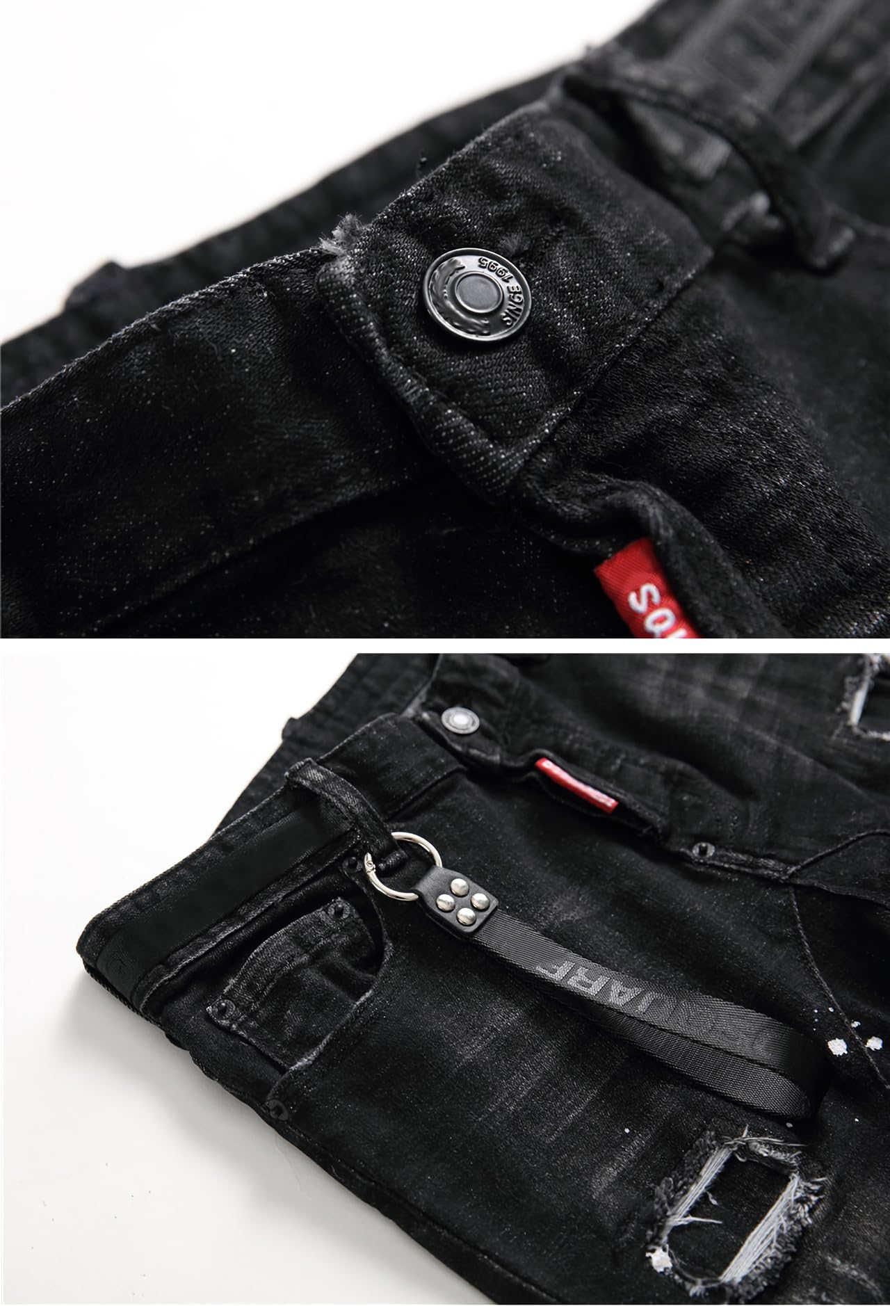 Herren Jeans, Y2K Slim Fit Stretch Denim mit Rissen, Zerrissene Destroyed Jeans im Hip Hop Cowboy Style, Regular Straight Fit, Modisch und Vielseitig für Freizeit & Streetwear