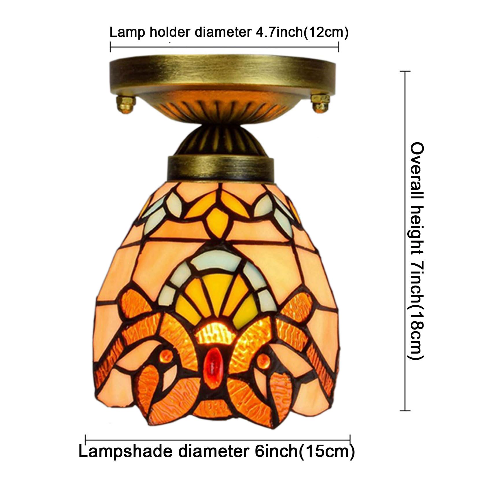 Lampa Wisząca, Lampa Sufitowa W Stylu Tiffany, Witraż Do Korytarza, Mini Lampa Sufitowa, 1 Lampa, 6 Cali, Oprawa Sufitowa Do Montażu Podtynkowego Do Salonu, Sypialni, Kor