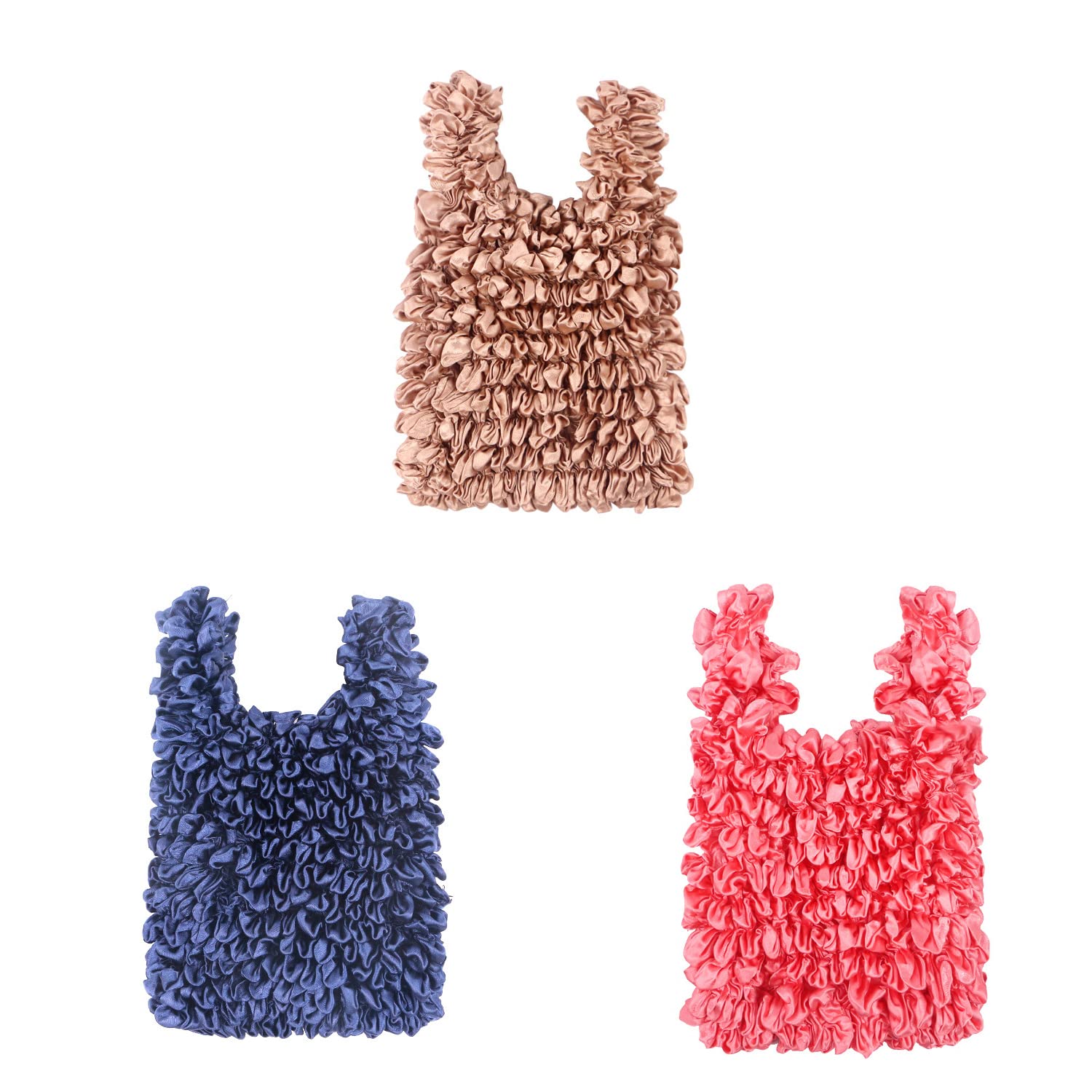 Oaiyeie 3PCS Magic Stretch Portable Foldable Handheld Bags, Reusable Grocery Bags