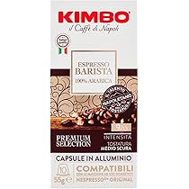 Kimbo Capsule Compatibili Nespresso* Original in Alluminio – 100 Capsule – Espresso Barista 100% Arabica – 10 Confezioni da 10 Capsule