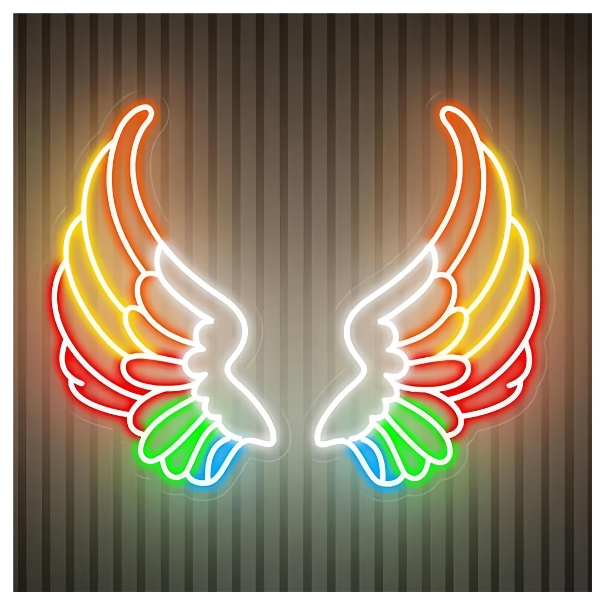 SHOUXI Sign Lamp Angel Wings Neon Signs Rainbow Gradient Wing LED Sign for Bedroom Dreamy Ambiance Decor(B,60CM)