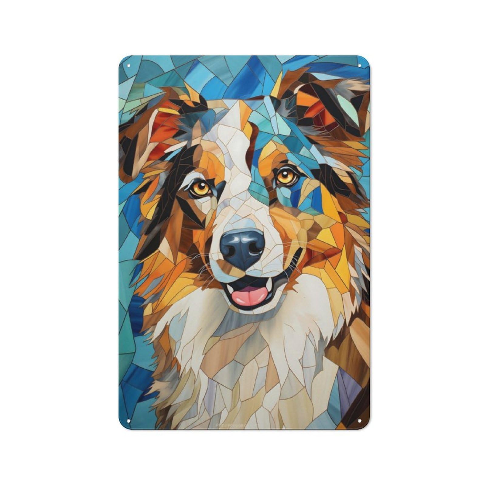 Junmoney Australian Sheperd Stained Retro Metal Wall Sign 30X20cm For Kitchen Or Home Bar, For Home Interiors, Feature Walls And Decorative Displays