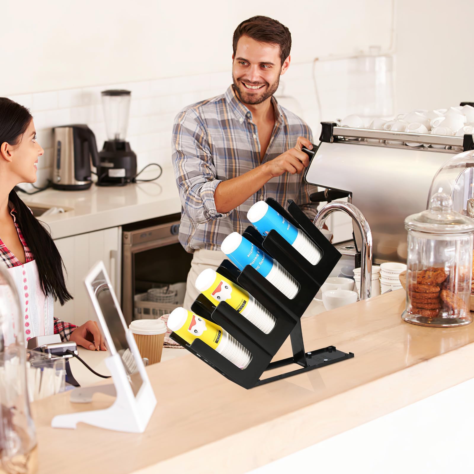 SHOWERORO Soporte para Vasos de Papel Plegable de Plástico Estante Compartimentado, Fácil de Limpiar, Adecuado para Uso en Casa y Cafeterías