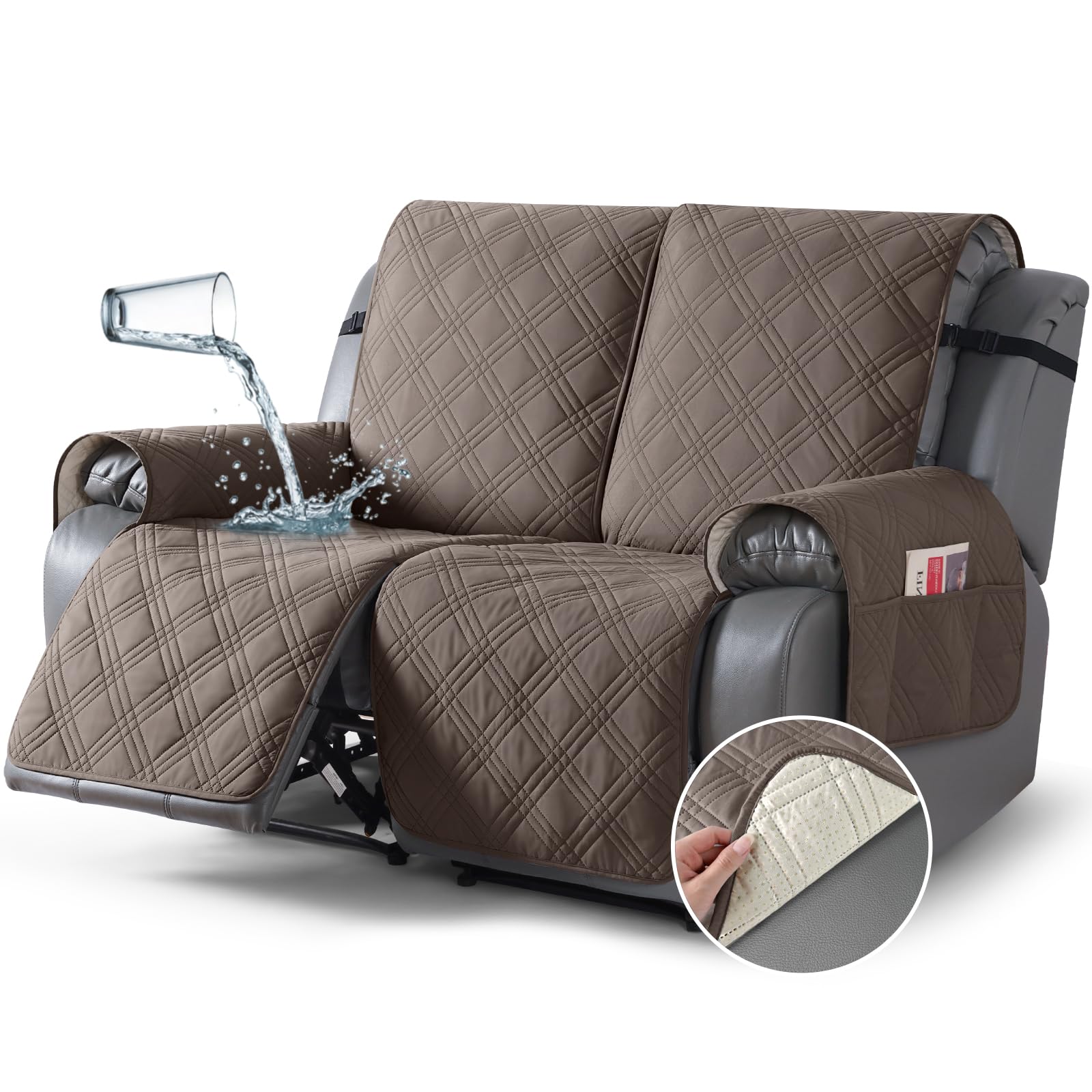 TAOCOCO 100% Waterproof Loveseat Recliner Cover, Non Slip Split Loveseat Covers for Reclining Loveseat with Elastic Straps(2 Seater, Taupe) (B0C3VWCL5J) Amazon Price History, Amazon Price Tracker