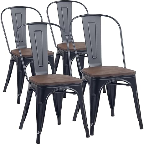 YOUNIKE Industrial Modern Farmhouse Chairs with Removable Backs