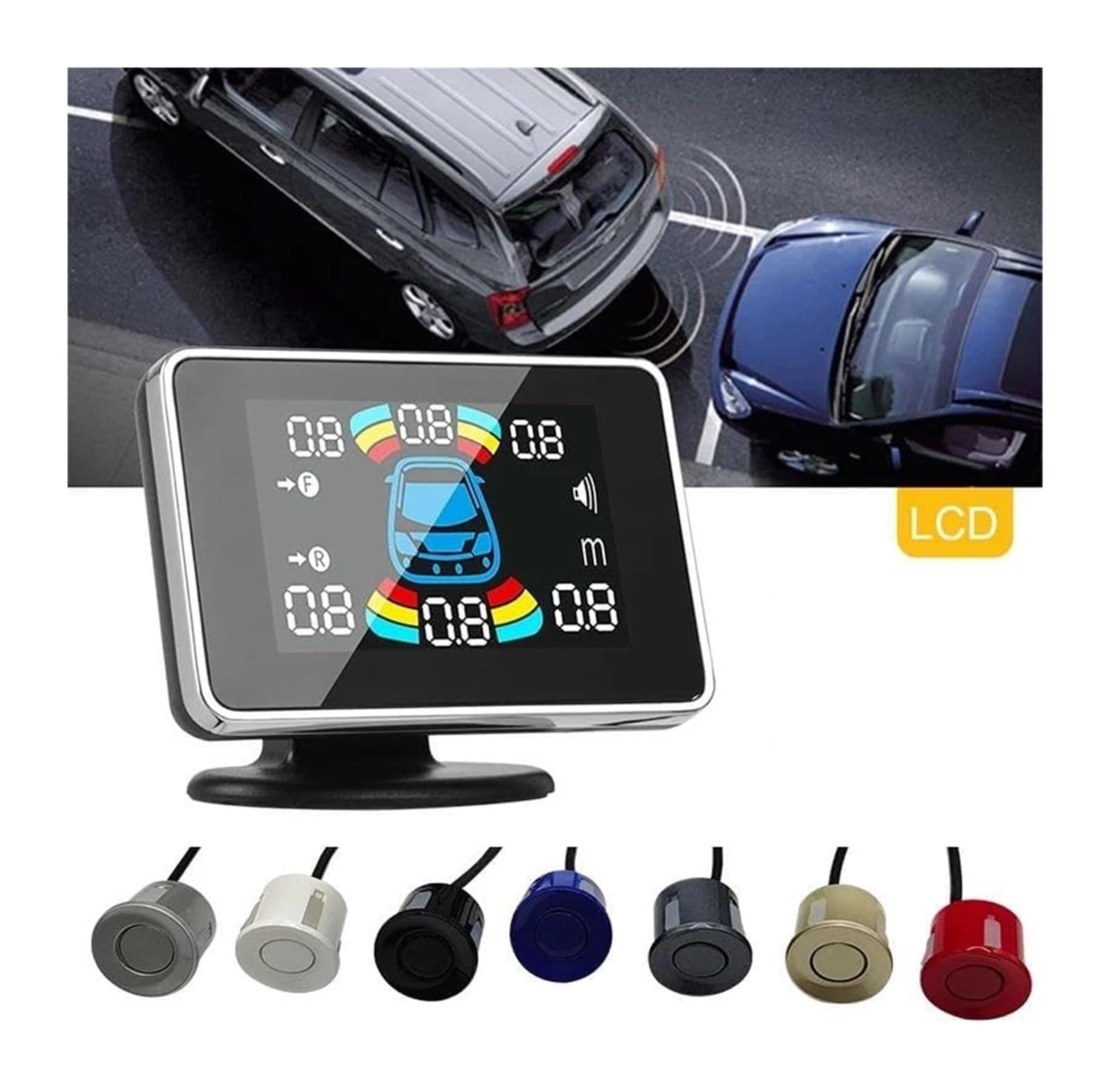 Sensor De Estacionamiento Sensor Aparcamiento Radar Marcha Atrás Trasero Coche Detector Electrónico Parktronic Kit Asistencia(Oro,4)