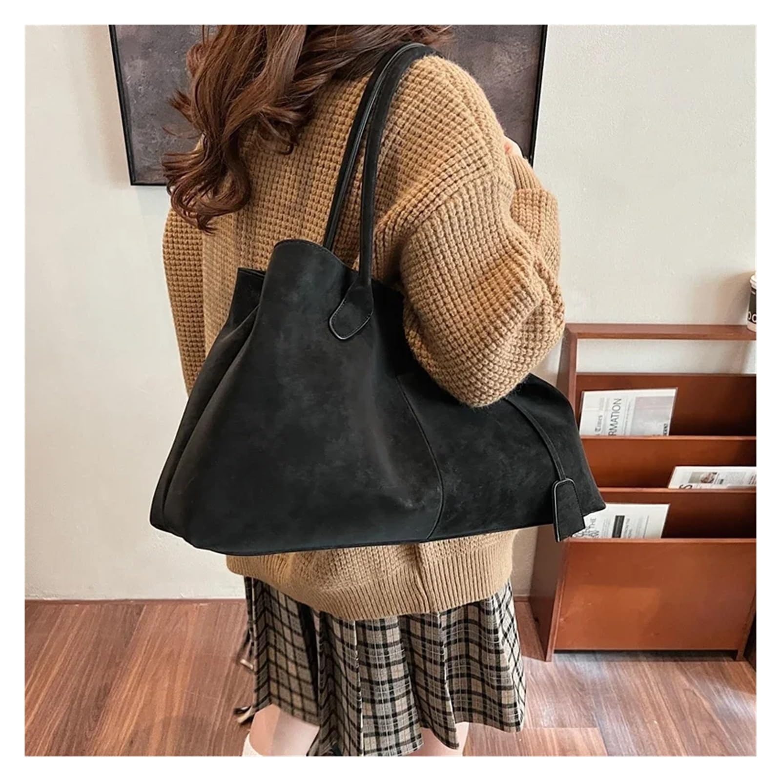 Borsa Tote da Pendolare Borsa a tracolla grande con manico corto e tinta unita for donna per Ufficio