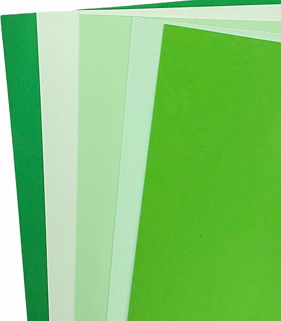 DJP 160GM Green Shade Card Pack - 5 Colours, 50 Sheets - 10 Each Colour