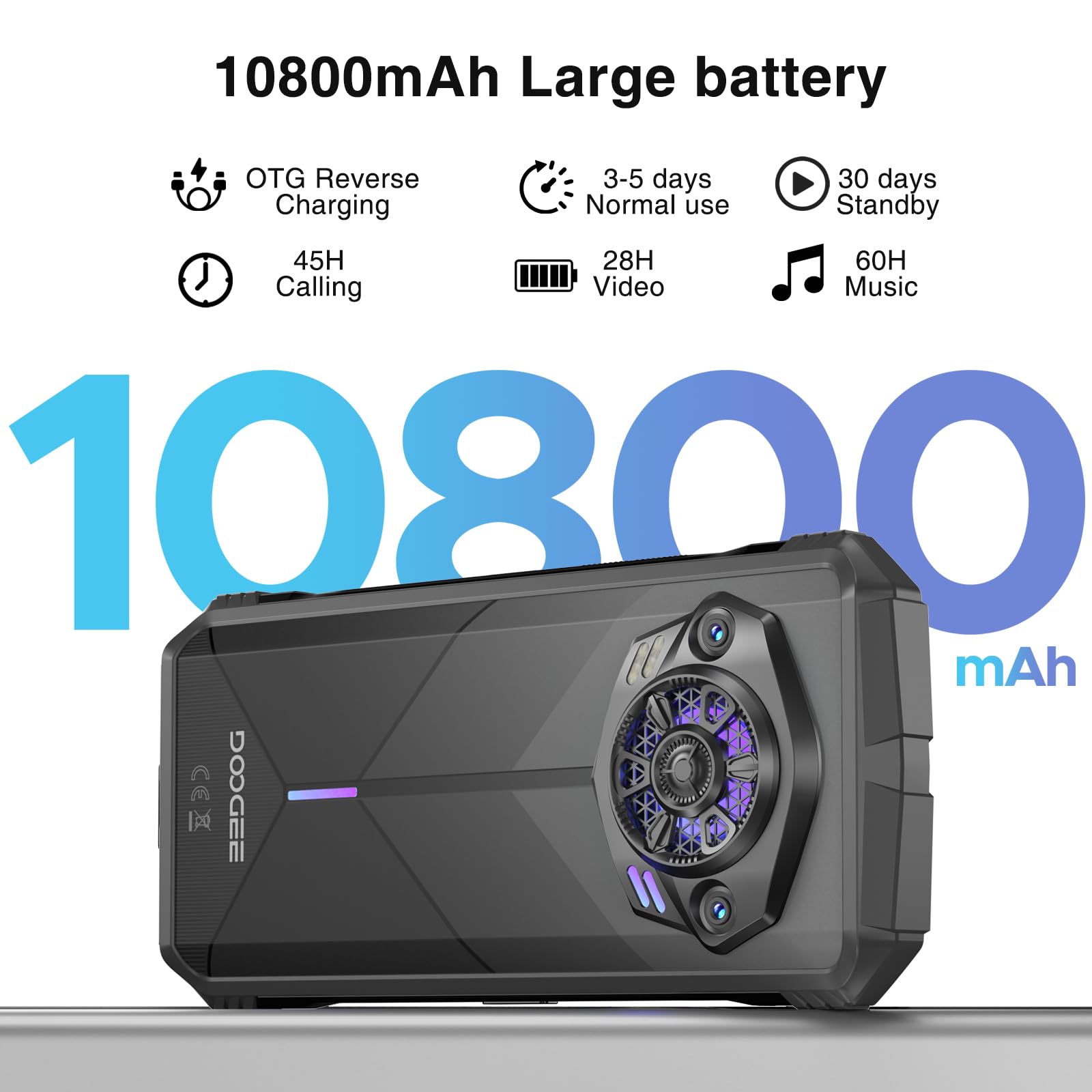 DOOGEE S punk Rugged Smartphone 2024 16(6+10) GB+256GB/1TB Android 14, 126dB Altoparlante Telefono Indistruttibile 10800mAh Batterie 33W, 6.58” FHD+, Rugged Smartphone 50MP NFC/Dual SIM/OTG - Nero