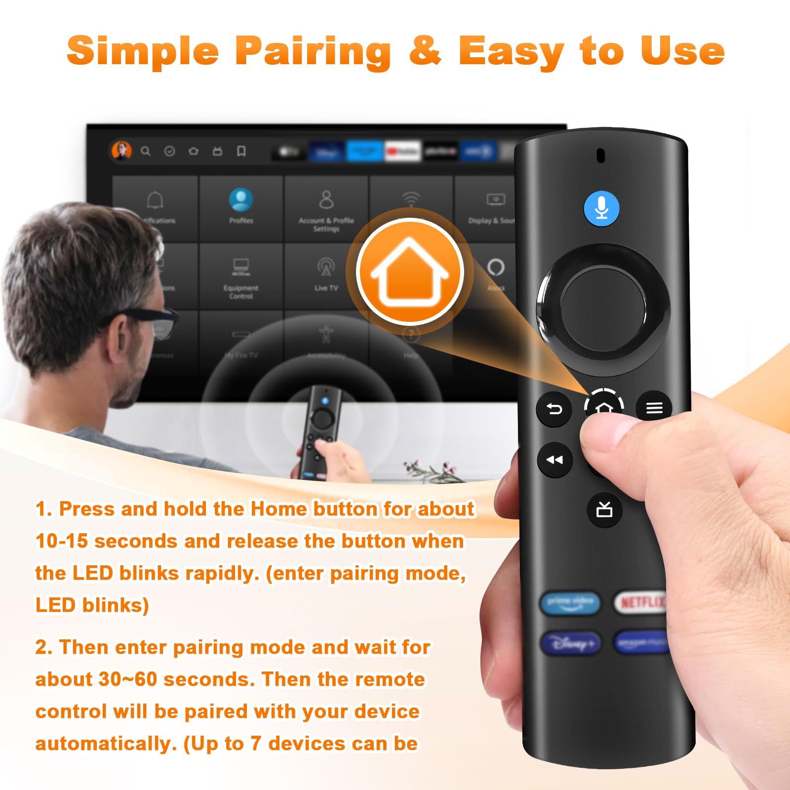 Telecomando Vocale 2nd Gen per AMZ-Fire-Smart TVs-Stick(2nd Gen & 3rd Gen)/Lite, 4K, 4K Max, Per AMZ Smart TV Cube (2nd Gen & 3rd Gen) TVs, Compatibile con le Insignia/Toshiba/Pioneer Smart TVs