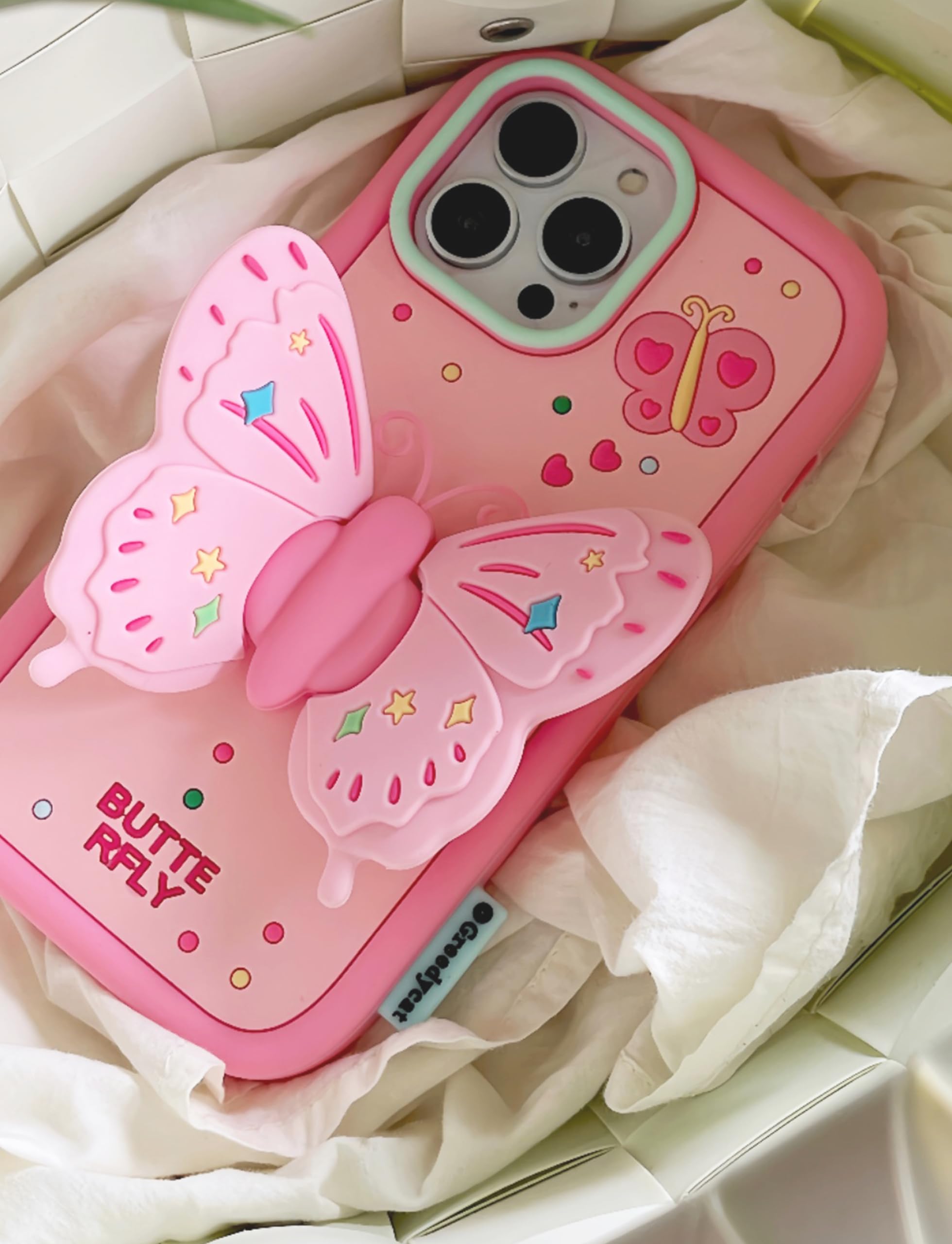 おたまさんWings Phonecase iphone14 Amazon.com: YWYUHE Pink Butterfly Phone Case Compatible with