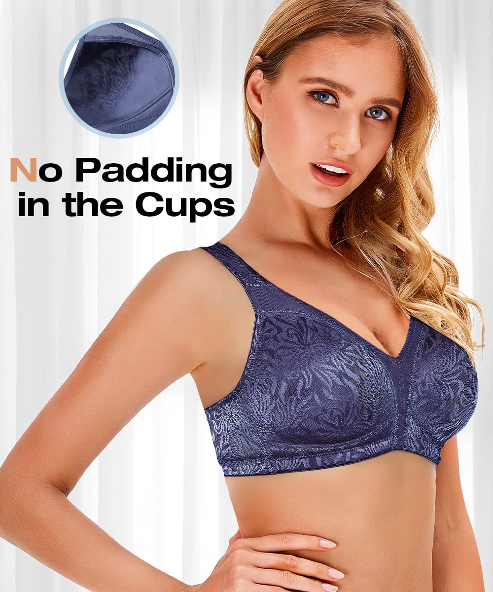 Wingslove Brasier reductor inalámbrico para mujer, talla grande, sin relleno, suave, de figura completa