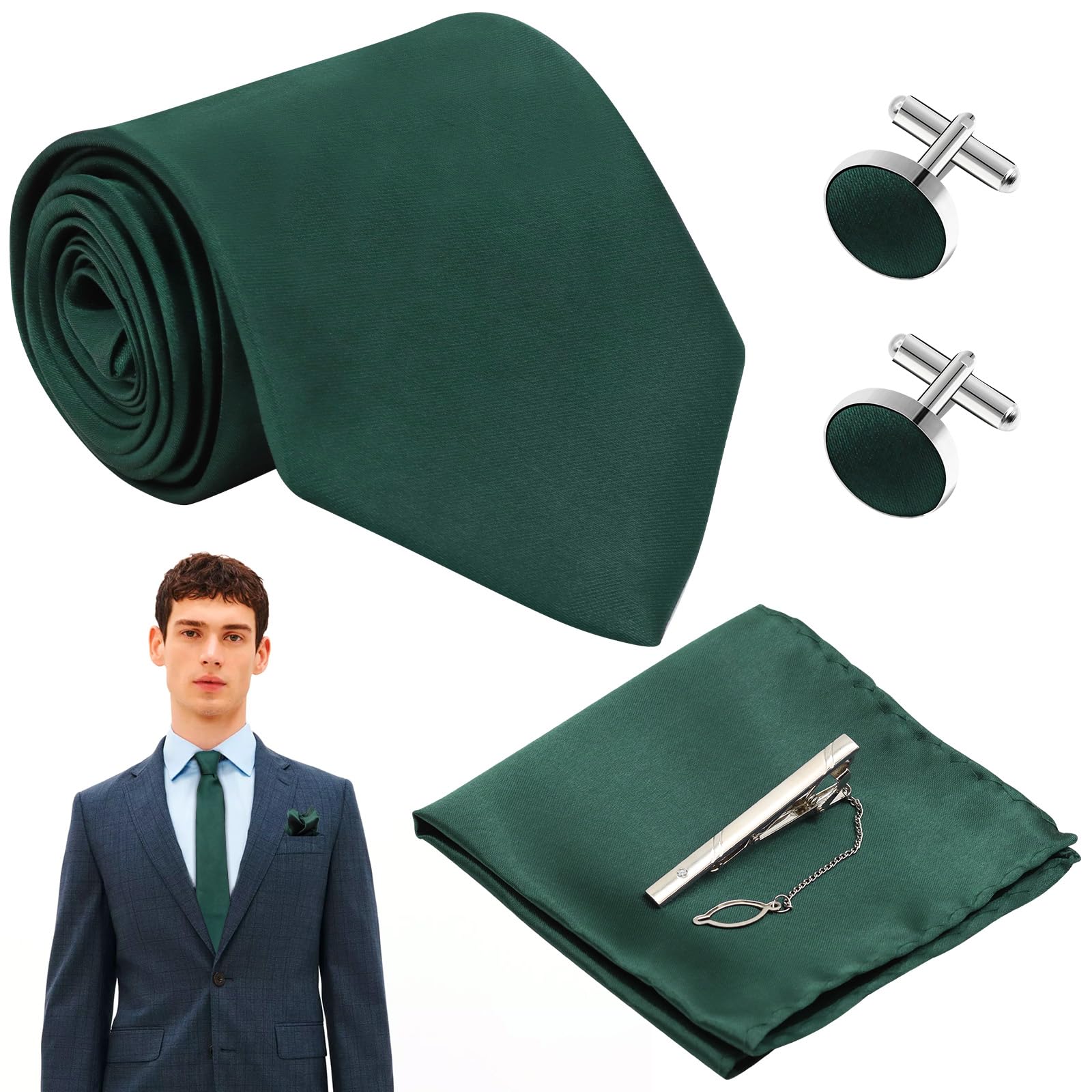 VEGCOO Corbata Moderna para Hombre Corbata de Color Sólido Corbata de Negocios Conjunto de Corbata Formal Conjunto de Corbata para Fiesta Fiesta de Negocios Fiesta de Bodas