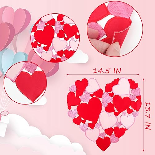 Miniatura 2 de 6 manteles individuales bordados para el día de San Valentín, diseño de corazón para el día de San Valentín, para el día más dulce, boda, San