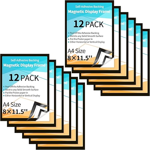 Soporte magnético de 8 x 11.5 pulgadas, marco de exhibición magnético, autoadhesivo, marcos de fotos de doble cara, soporte para letreros de ventana