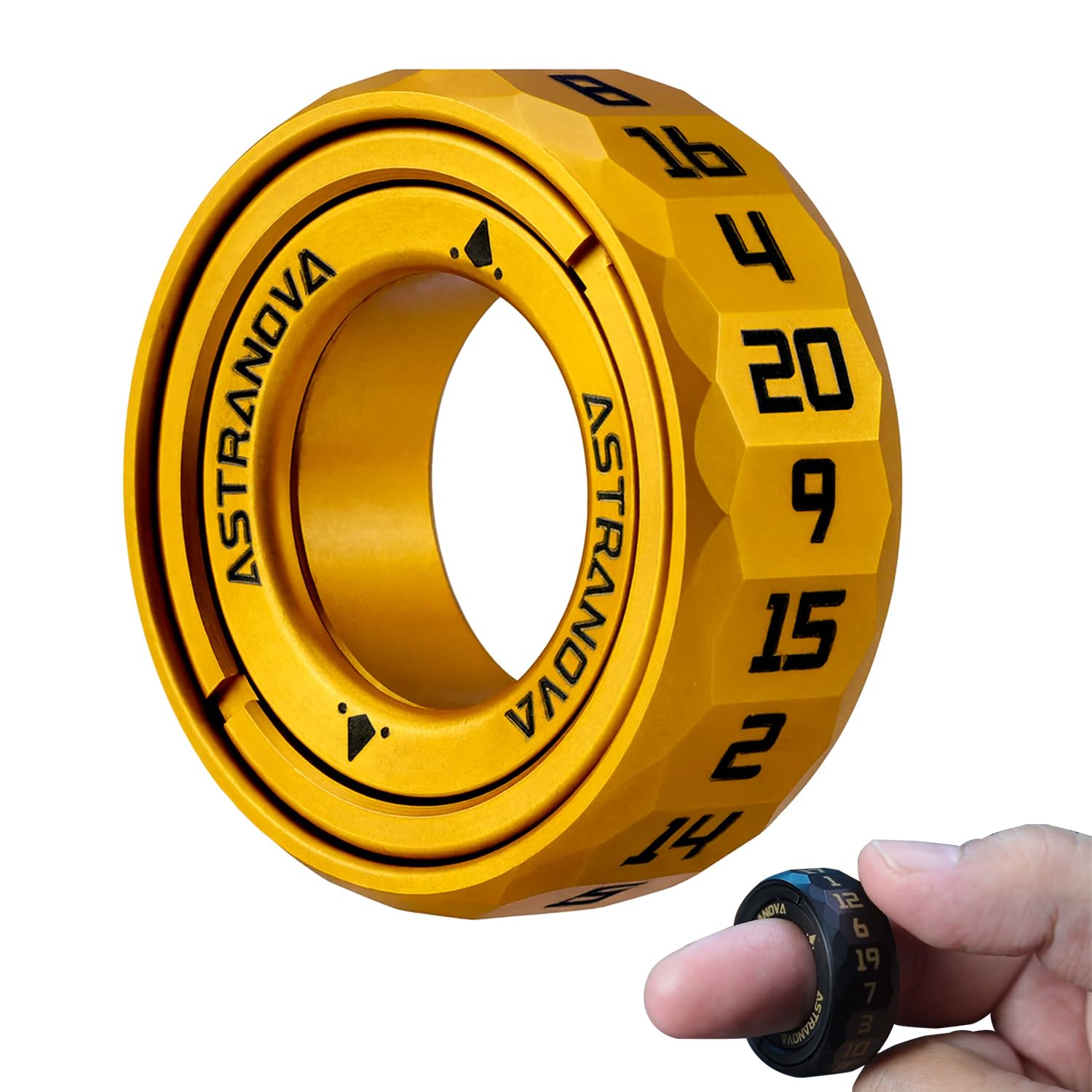 Stellar D20 Dice Ring - Spinner Dice for DND RPG Tabletop Gaming Accessory with Rotating Dice D20 CNC Machined Brass Spinner Ring for D&D Gadget Gift for Dice Goblins, DM & Fantasy Engineers — image 1