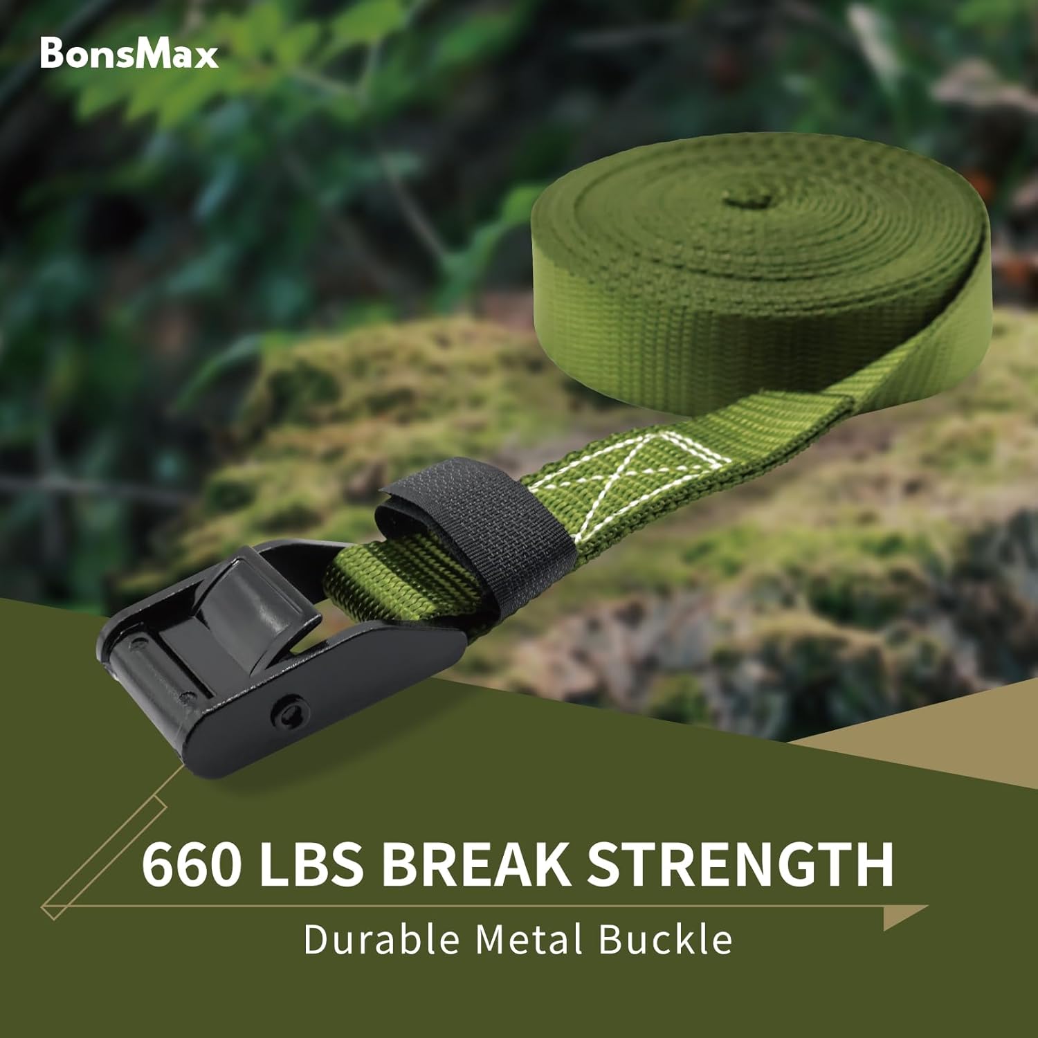 Tie Down Lashing Strap, Cam Buckle Ratchet Strap, Secure Kayak, Bike, SUP and Cargo on Rack, Trailer, Truck Bed - Image 4