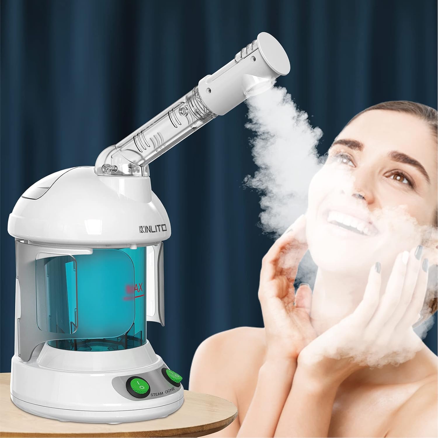 Facial Steamer - Ozone Steamer with 360° Rotatable Arm - 40 Min Steam Time - Humidifier - Unclogs Pores - Blackheads - Portable Facial Steamer for Personal Care Use at Home or Salon