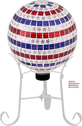 Miniatura 6 de Alpine Corporation Globo patriótico de 10 pulgadas de diámetro para interiores y exteriores, diseño de estrellas y rayas de cristal, rojo, blanco y