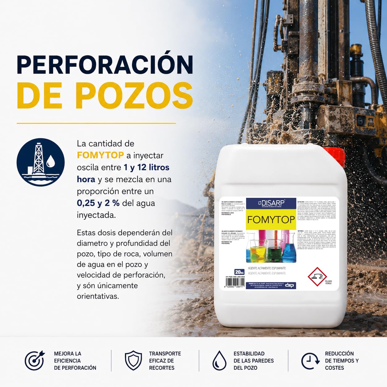 Disarp Global - Fomytop – Agente Altamente espumante para cañones de Espuma