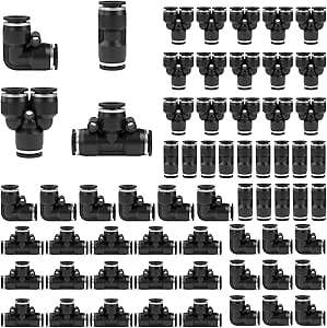 Bwintech 46 Pcs 16mm Pneumatic Quick Push To Connect Air Tube Fitting Kit,(16mm Straight/Elbow/Tee/Splitter Connector And 10 16,12 16,14 16mm Reducing Connector