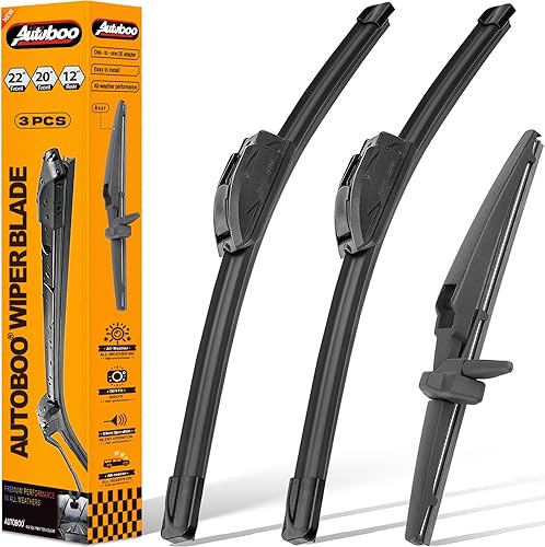 AUTOBOO Limpiaparabrisas de 22 + 20 pulgadas con limpiaparabrisas trasero de 12 pulgadas de repuesto para Toyota 4runner 2003 2004 2005 2006 2007