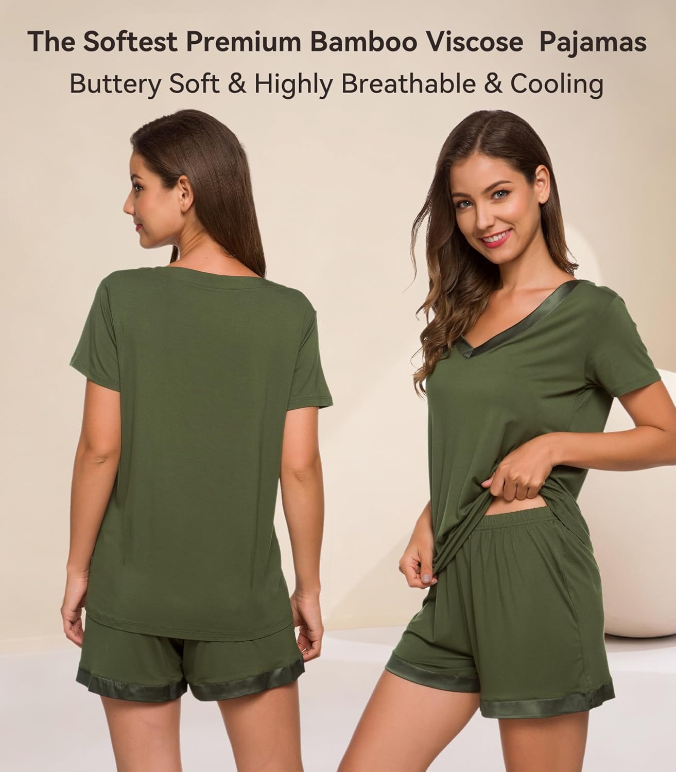 WiWi Viscose from Bamboo Pajamas Set for Women Super Soft Short Sleeve Cooling Summer Plus Size Pjs Sets Sleepwear S-4X - Image 3