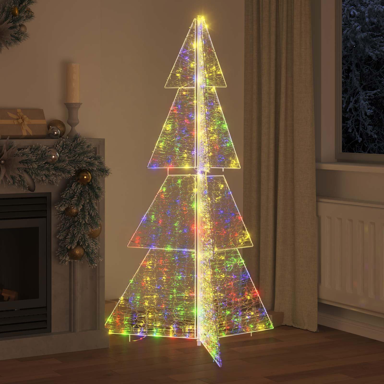 Weihnachtsbaum mit 240 LEDs, mehrfarbig, 180 cm aus Acryl, USB betrieben, dekorative Lichterkette für Wohnzimmer, Garten und Terrasse, festliche Advent Dekoration