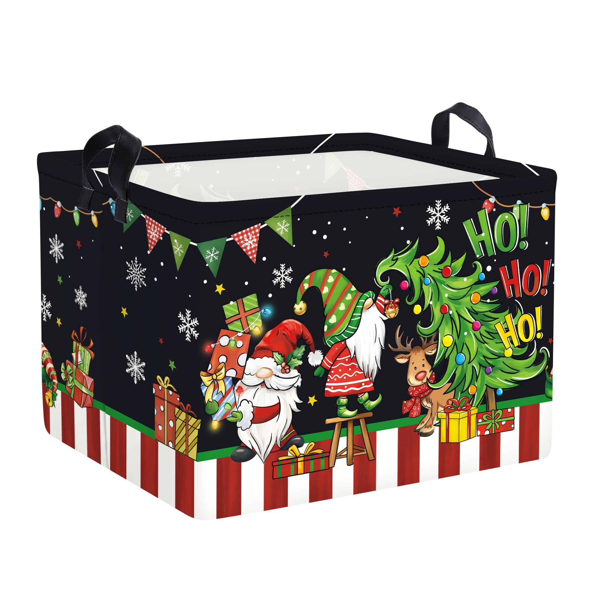 Clastyle Merry Christmas Baby Laundry Hamper Collapsible Clothes Kids Storage Basket Waterproof Boys Girls Toy Box for Nursery Room, Gnome, 40x30x30 cm
