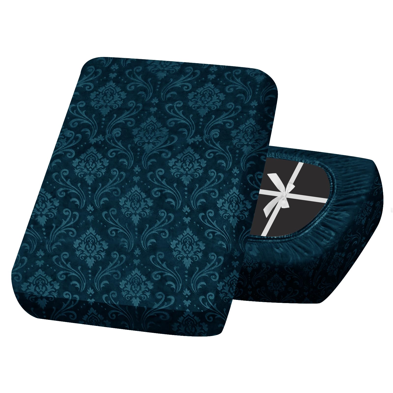 SYLC Sofa Seat Cover Velvet Embossed, Non Slip Stretch Sofa Cushion Covers with 4-ties, Fitted Sofa Cover for Settee/Couch/Caravan/Motorhome (Dark teal,1pc Large backrest)