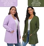 Qixing Cardigan avec poches manches longues femmes Cardigan Casual léger Cardigan avant ouvert