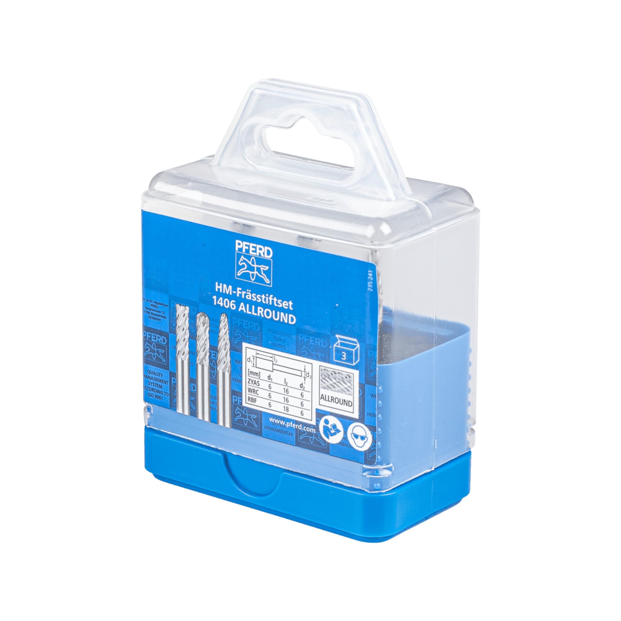 PFERD TOOLS HM-Frässtift-Set, 3-teilig, Zahnung ALLROUND, Schaft-ø 6 mm, Frässtift-ø 6mm, 21901406 – für den vielseitigen Einsatz auf den wichtigsten Werkstoffen