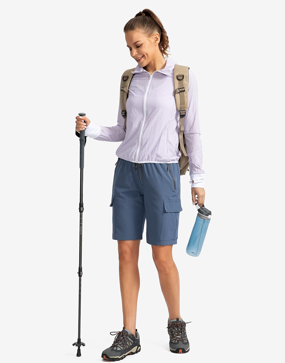 Soothfeel Women's 9" Hiking Cargo Shorts with 5 Pockets Quick Dry Summer Athletic Golf Bermuda Long Shorts for Women Casual - Image 6