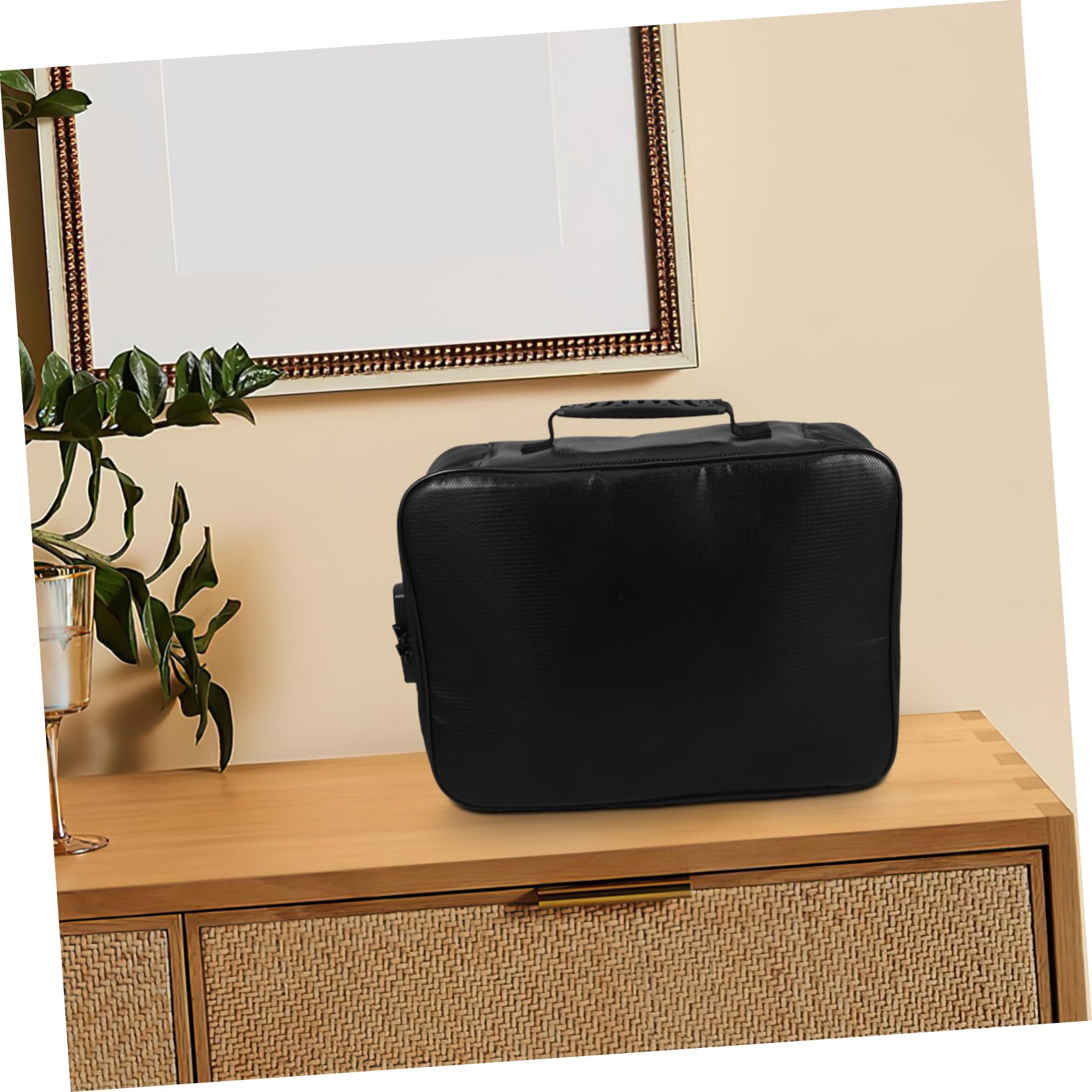 POPETPOP Organizzatore di Documenti Ignifugo, Borsa per Documenti da Viaggio con Serratura, Multistrato e Portatile per Casa e Ufficio, Nero