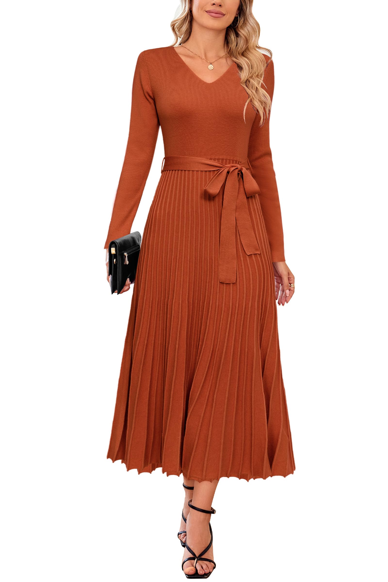 kaz wool-blend layered midi-dress Arach&Cloz Women's Wool Blend Fall Long Sleeve Midi Sweater Dress Outline