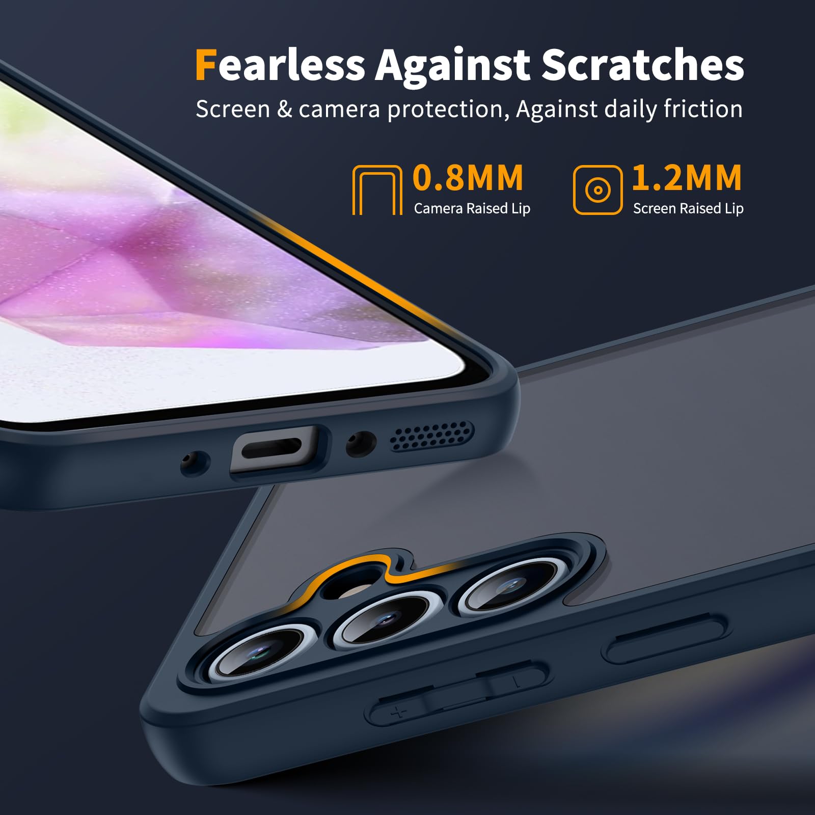 COPIKE Cover Opaca per Samsung Galaxy A35 5G e Protezione Fotocamera con 2 Pezzi Vetro Temperato, [Antiurto Grado Militare] Custodia Posteriore Glassata Traslucida Anti-Impronte, Blu