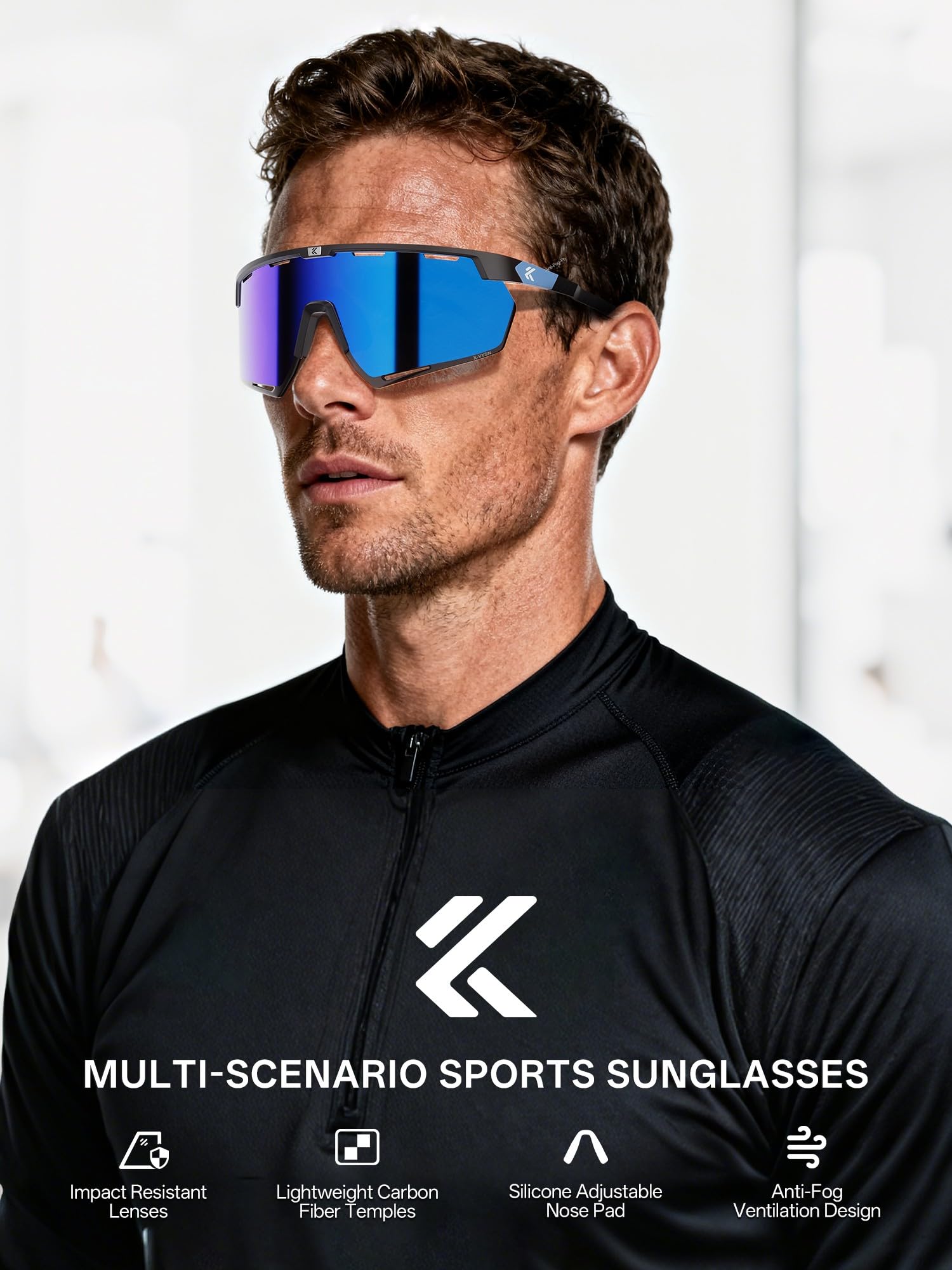 KAPVOE Lunettes de Cyclisme 26g Lunettes de Velo Sports Homme Femmes Route VTT Running Base-ball KOVEX Série - K432