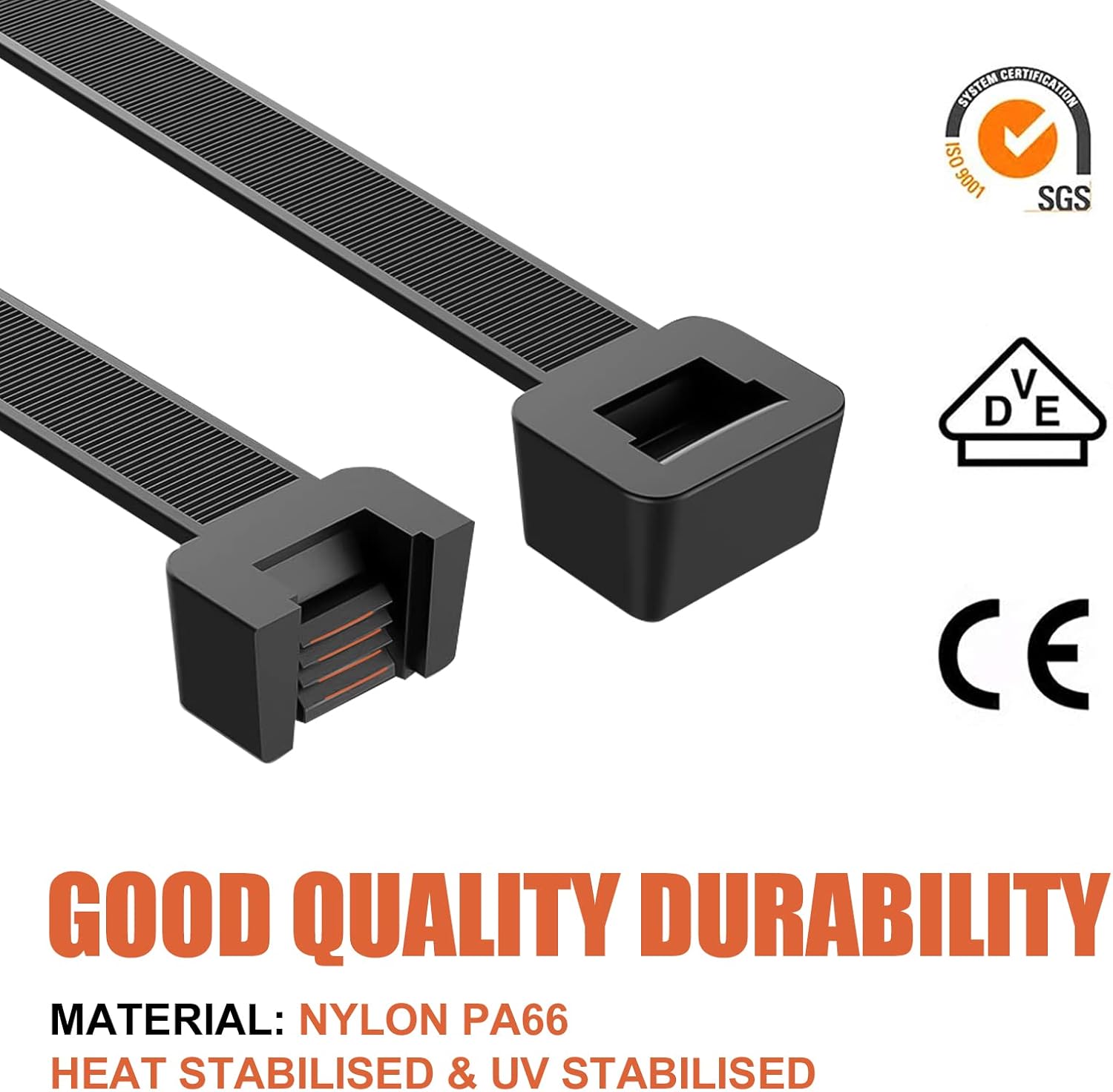 12 Inch Zip Ties (Bulk 1000 Pack Black & 100 Pack White),50LBS Tensile Strength Heavy Duty Cable Wire Ties With Self-Locking Adjustable Durable Nylon Tie Wraps for Indoor Outdoor (10 Pack Mount)