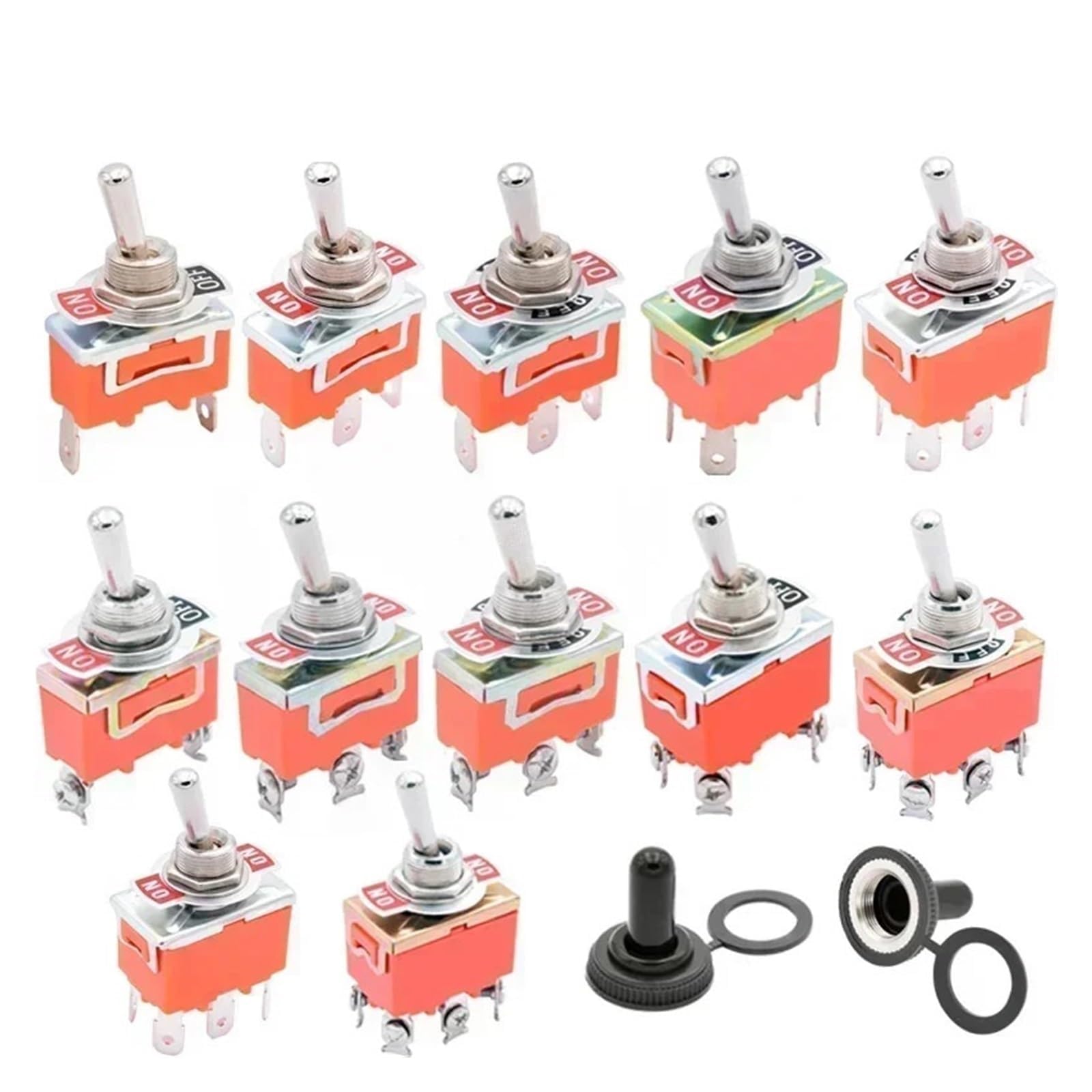 10pcs Toggle Switch E-Ten 1322 1021 1122 1221 1321 3pin 6pin on-Off SPST SPDT Switch 6pin on-Off-on on-on DPDT Waterproof Cap(1322S ON Off ON,Latching_Without Cap)