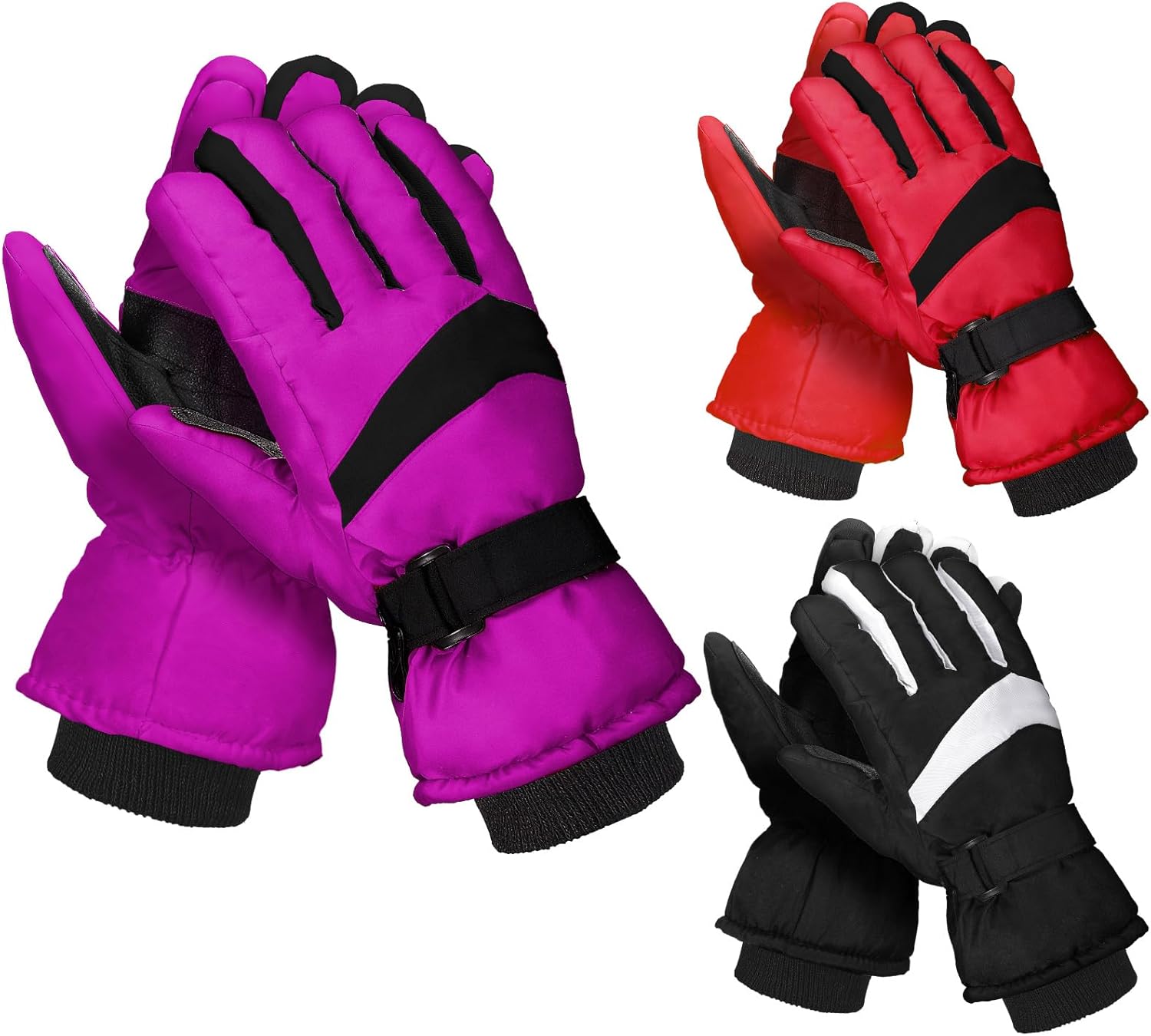Tarpop 3 Pairs Mens Ski Gloves Winter Warm Women Gloves Adjustable Non Slip Snowboard Snow Waterproof Warm