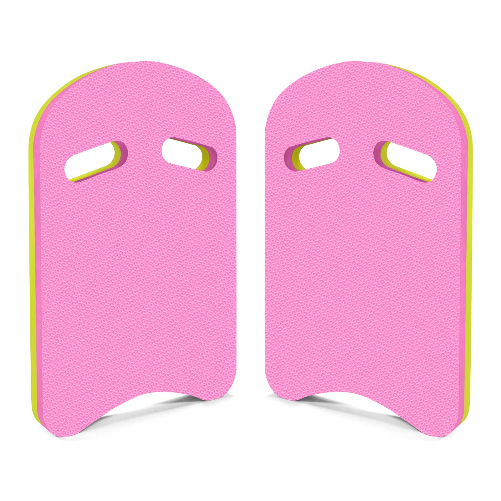 2 tablas de natación en forma de U con mango de 2 agujeros hechas de EVA, 17 x 12 x 1.1 pulgadas, ligeras y duraderas, adecuadas para principiantes y nadadores avanzados para entrenamiento (2 rosas)