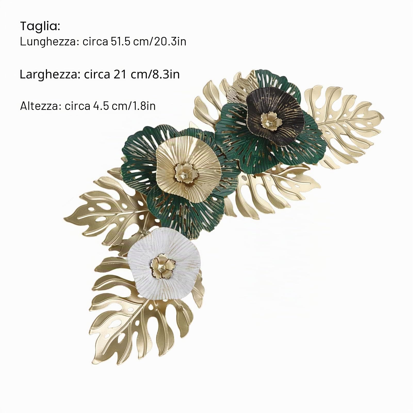 Decorazione da Parete con Fiori in Metallo, Elegante Ed Elegante Decorazione da Parete in Metallo 3D per Soggiorno Durevole Scultura da Parete in Ferro Decorativo da Appendere alla