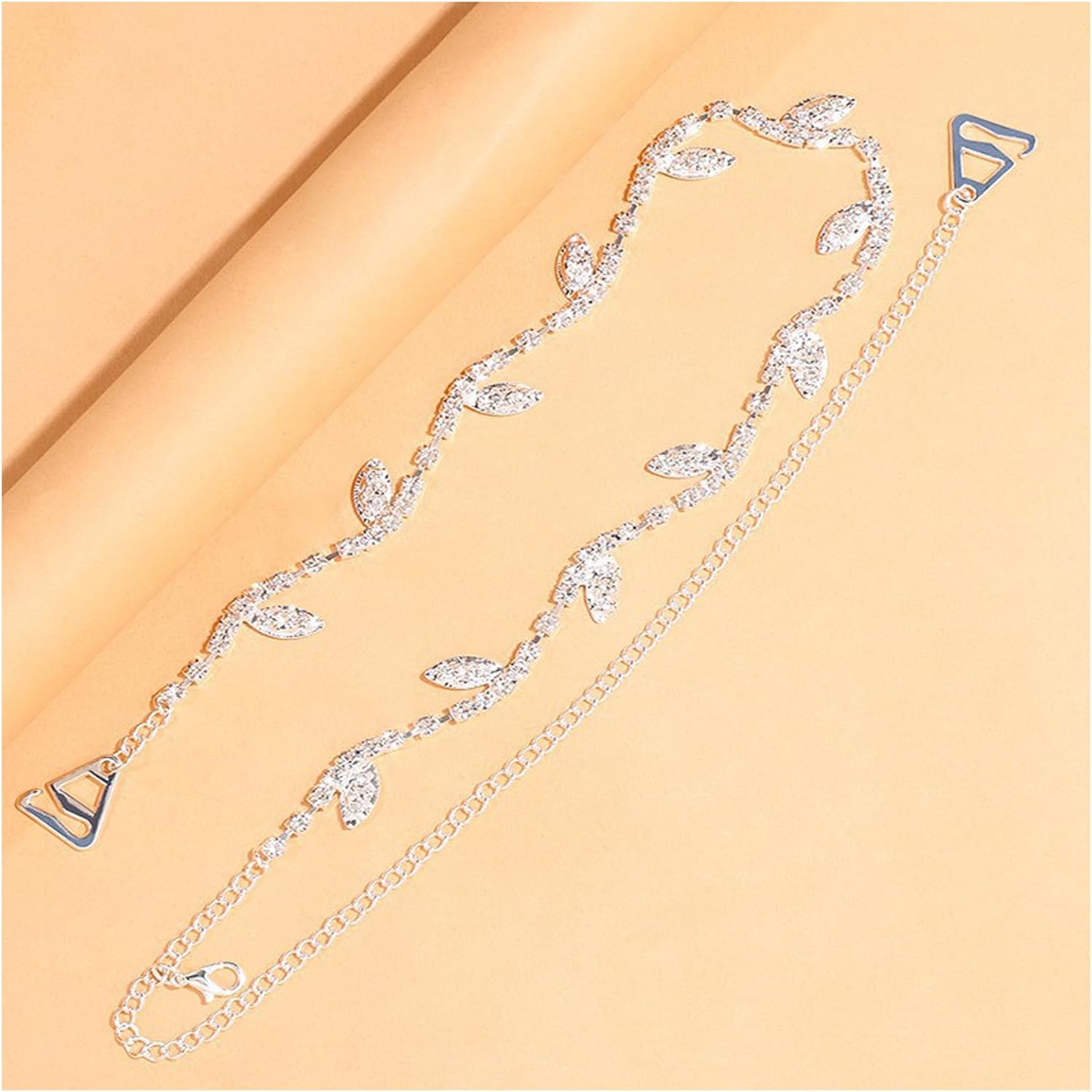 1Pair Rhinestone Leaf Shoulder Strap Chain Jewelry for Women Sexy Bridal Crystal Wedding Lingerie Chain Rhinestone Body Bra Straps Dress Jewelry Accessories