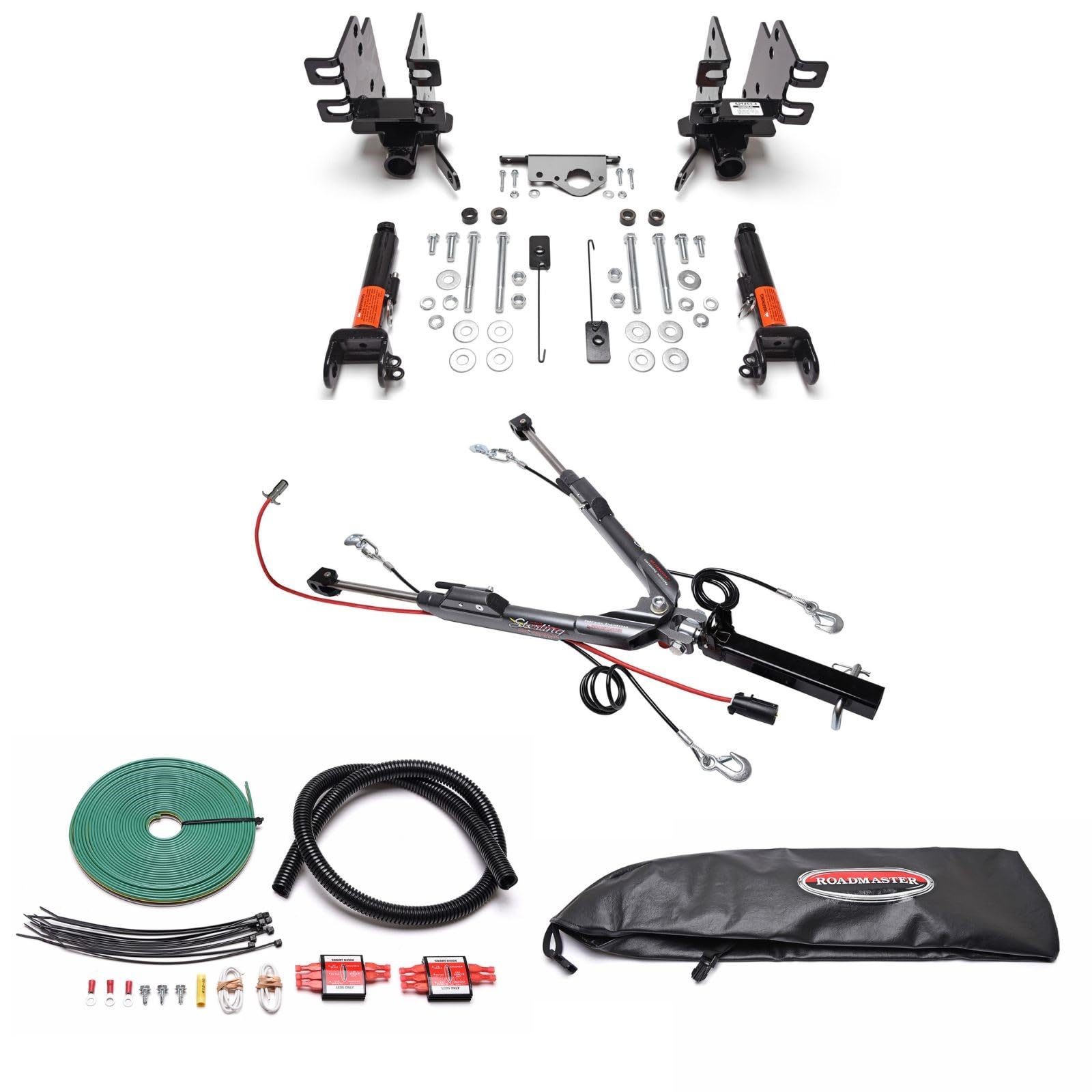 TrendsAuto Roadmaster Sterling All-Terrain Tow Bar and Baseplate Combo with Wiring Kit for LED Bulbs fits 2018-2025 Wrangler JL with LED Taillights | Includes Decal