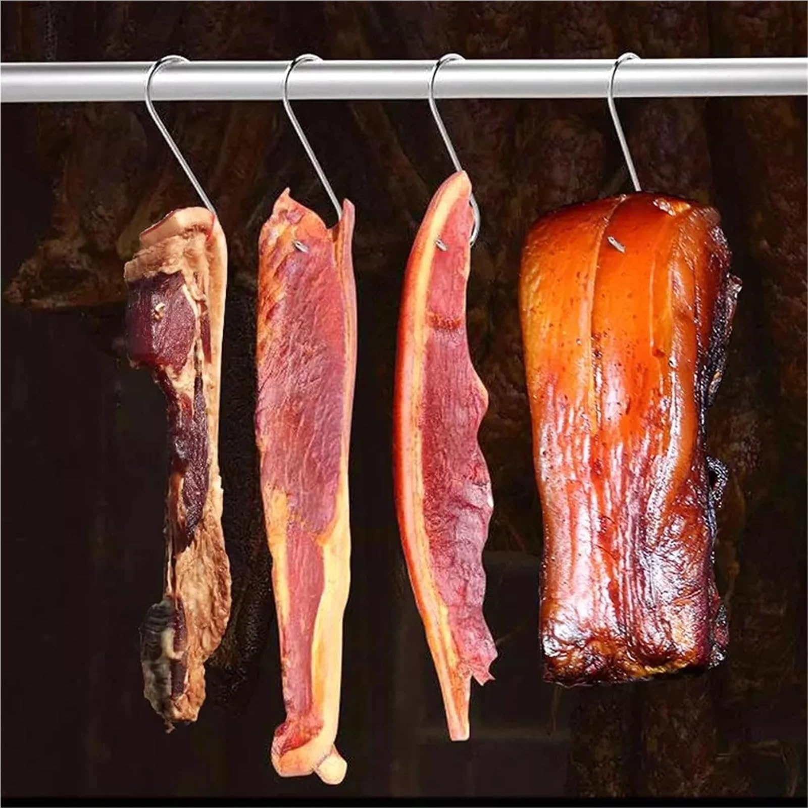 100 ganchos de acero inoxidable for carne, ideales for colgar, descuartizar, ahumar, asar y a la parrilla para Procesamiento de Carne
