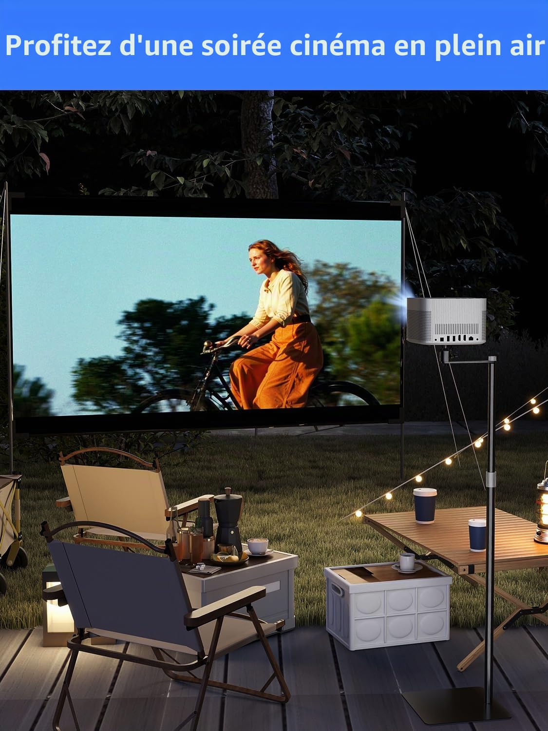 suptek Support au Sol pour vidéoprojecteur Discret derrière canapé, Rotatif 360°, Hauteur réglable, Support de Projecteur Universel pour Bureau et vlog, Grosse rotule améliorée, Noir, PR007FPB