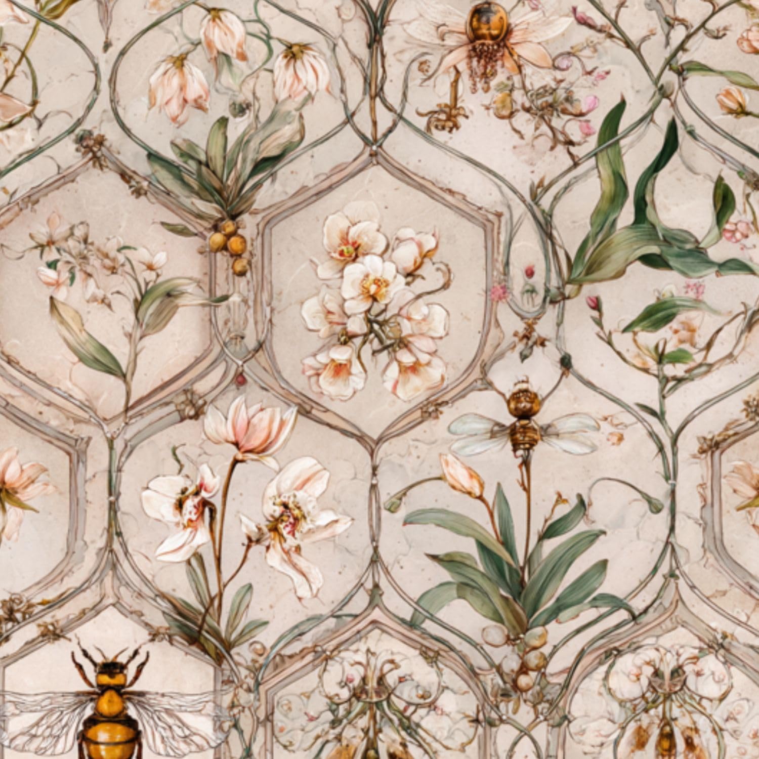 Deruinvaio Multi10 Self Adhesive Feature Removable Watercolor Botanical Garden Peel And Stick Vinyl Wallpaper Roll, Sticky Lining Paper For Bedroom, Living Room, Kitchen Walls