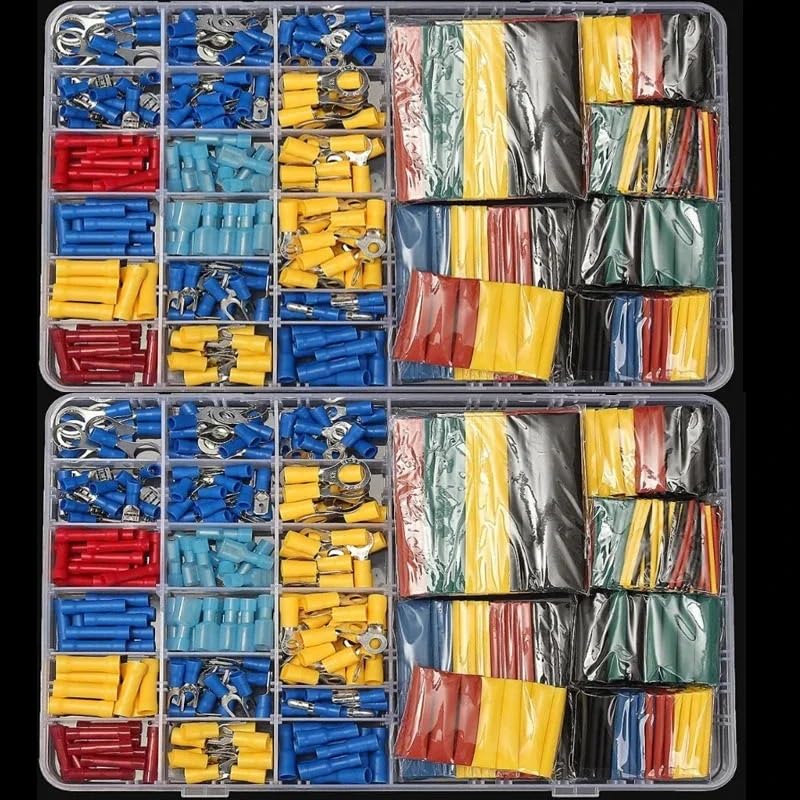 558PCS Butt connectors Insulated Crimp Terminals and Heat Shrink Wrapping Kit Electrical Connection Wire Insulation Sleeving VUQLDHAYZ