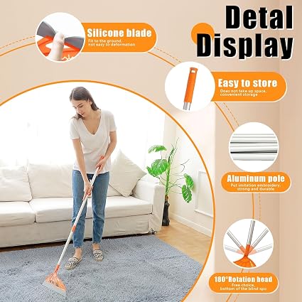 Magic Air Broom Sweeper, Multifunction Silicone Broom, Household Squeegee Broom for Floor Cleaning, Bathroom, pet Hair, Orange Dog Broom Brush Set Orange